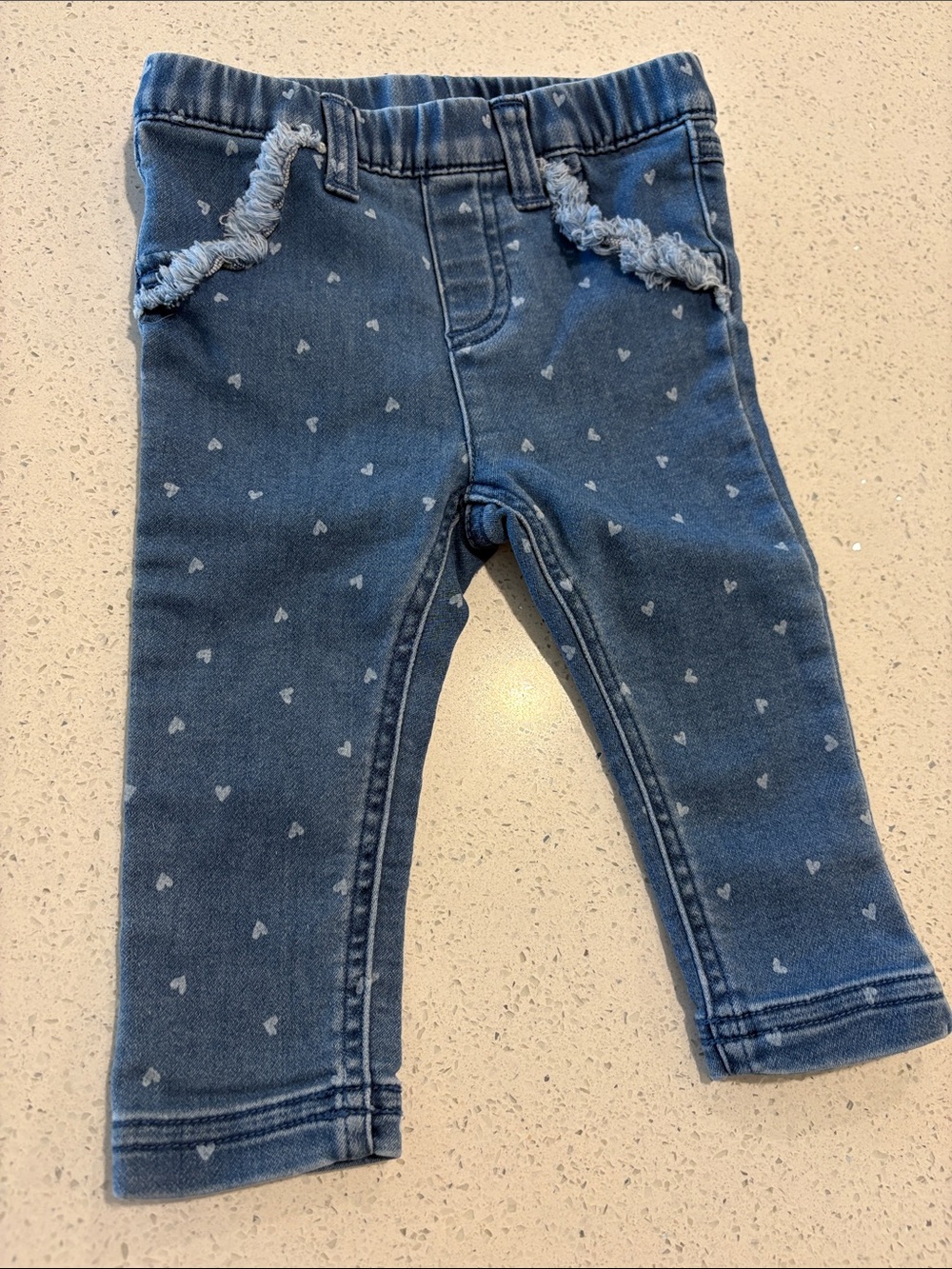 Cat & Jack Blue Heart-Print Stretch Denim Leggings 6-9 Months